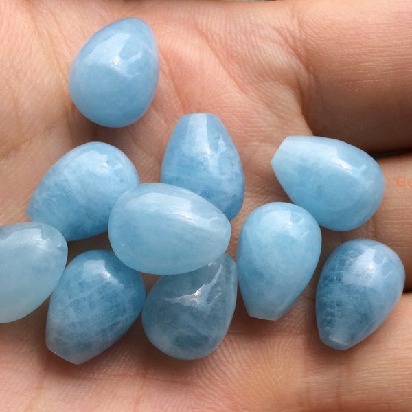 1PCS 10x14mm AA Natural Aquamarine half hole drilled teardrop beads, genuine aquamarine pendant HGSO