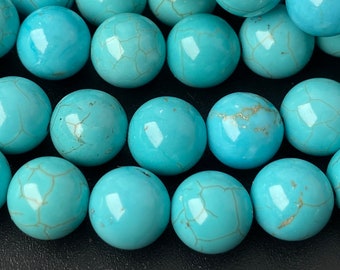 15,5" 12 mm/14 mm turquoise blauwe howliet ronde kralen, halfedelsteen DIY sieraden kralen, edelsteen met streep SGXO