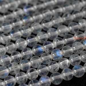 15.5" 4mm AA White Rainbow Moonstone round beads, moonstone with blue shinning, white semi-precious stone, gemstone wholesaler, small beads image 3