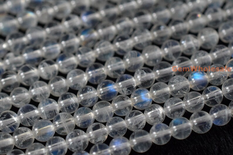 15.5" 4mm AA White Rainbow Moonstone round beads, moonstone with blue shinning, white semi-precious stone, gemstone wholesaler, small beads image 3