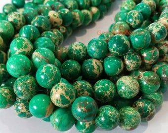 8mm Fruit Groene Ronde Zee Sediment Jaspis Kralen - Volledige Streng 15 Inch