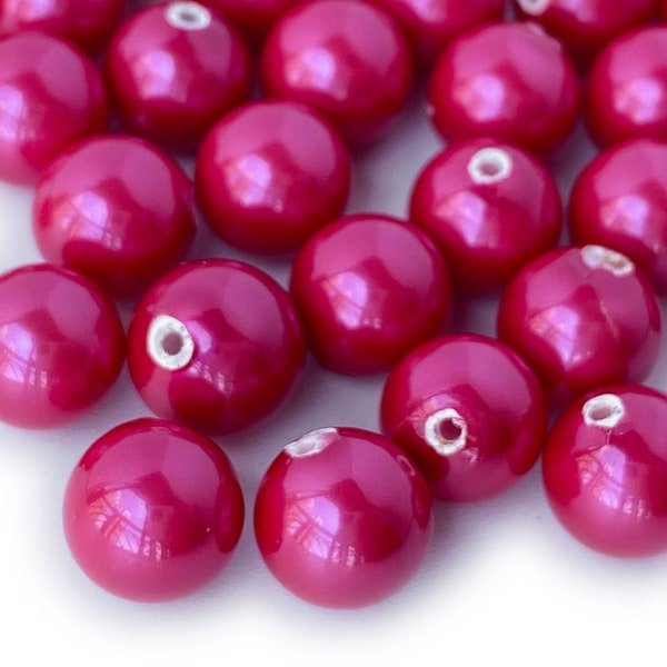 20PCS Half hole 8mm/10mm Rose Red Shell pearl round beads ,Rose Red shell core pearl, jewelry supply, Half hole shell pearl, TYH5