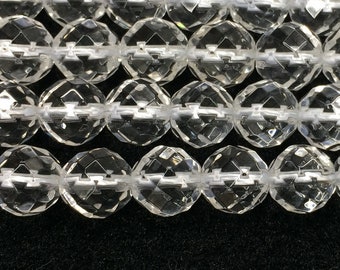 15.5" 6mm/8mm Natural rock crystal Quartz round faceted beads, gemstone DIY beads,transparency semi-precious stone JGXO