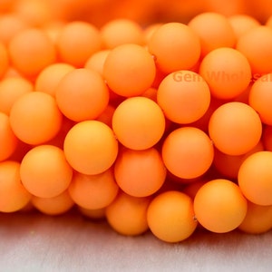 15,5 po. 6 mm/8 mm Perles rondes en coquillages mats, couleur orange, Perles en coquillages orange mat, fournitures de bijoux, HJC8