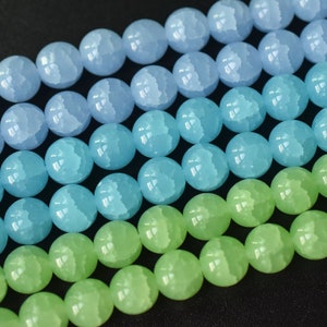 15&quot; 8mm green blue cracked Glass round beads , cheap DIY beads, water blue jewelry beads QGSO