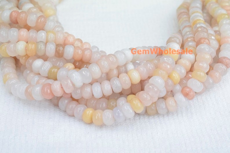 15.5\u201c 4x6mm6x10mm light pink aventurine roundel faceted beads semi-precious stone natural light yellow color rondelle beads QGCO