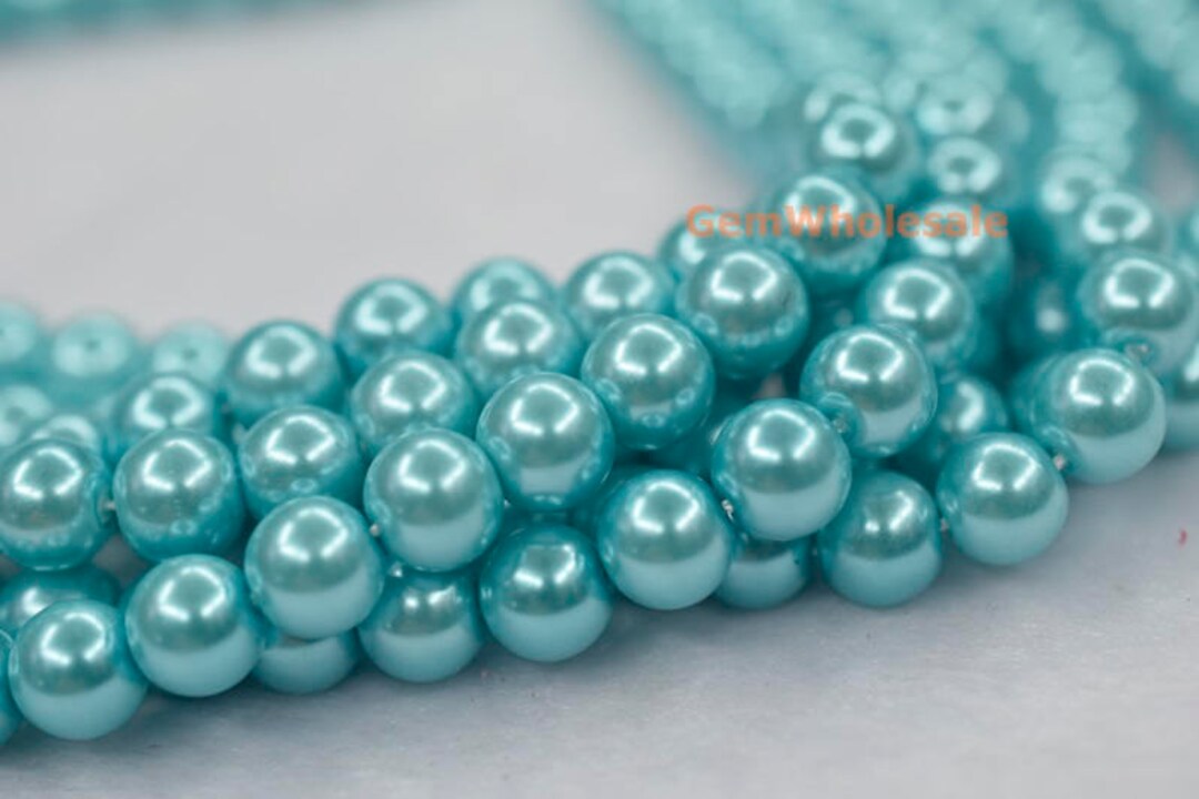 15.5 Light Blue Color Glass Round Beads 6mm/8mm/10mm/12mm, Cheap Light