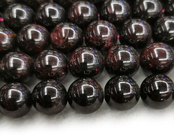 15.5" Red garnet 12mm round beads , Dark Red color natural gemstone, semi-precious stone HGYO