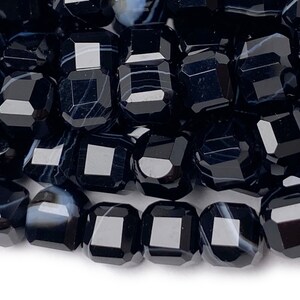 15.5&quot; 4mm Black stripe agate magic cube faceted beads, frosted Black stripe agate, semi-precious stone, DIY beads, gemstone supply, CGSY