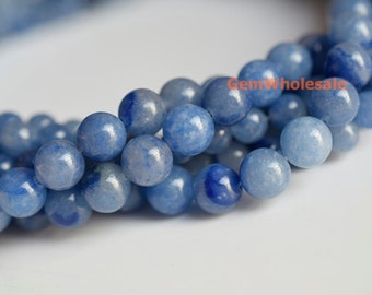 15.5“ 8mm/10mm Natural blue aventurine round beads, blue gemstone, semi-precious stone, natural blue jewelry beads