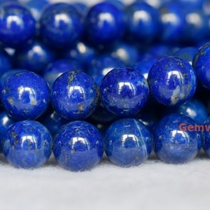 Cuentas redondas de lapislázuli natural de 15,5" y 8 mm/10 mm, cuentas de piedras preciosas azules auténticas de alta calidad para joyería DIY AA