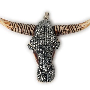 1PC 50x70mm Coffee color Resin bull head pendant, DIY bull head pendant for necklace, jewelry supply 01