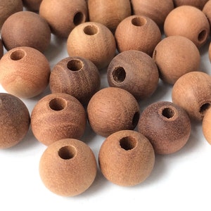 50 Stück 6 mm/8 mm/10 mm Jujube Holz Runde Perlen, braune Farbe Holzperlen, 2,2 mm Loch TGLO