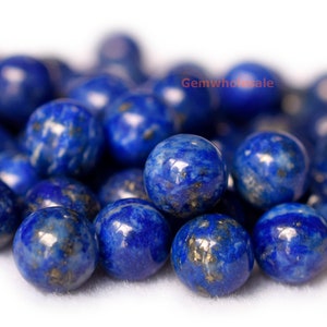 4PCS 8 mm A天然本物のラピスラズリラウンドシングルドリルなしビーズ、ブルーDIYジュエリー宝石球JGYO