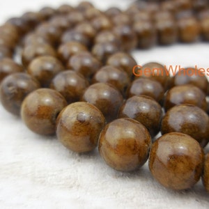 15.5&quot; Brown Dyed jade 6mm/8mm/10mm/12mm round beads, brown color beads, brown gemstone, semi-precious stone, brown dyed jade