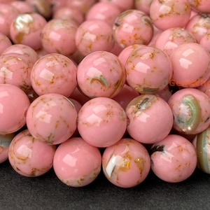 15.5" 8mm Turquoise Beads With Shell Inlay light pink color round beads, pink gemstone, semi-precious stone, XGTO