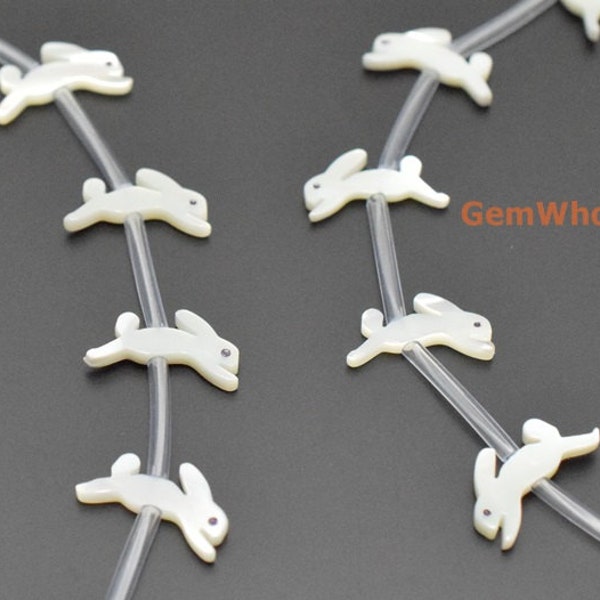 10PCS Natural white MOP Rabbit 9x15mm, natural mother of pearl Rabbit,white color DIY beads, jewelry supply, MOP carving Rabbit