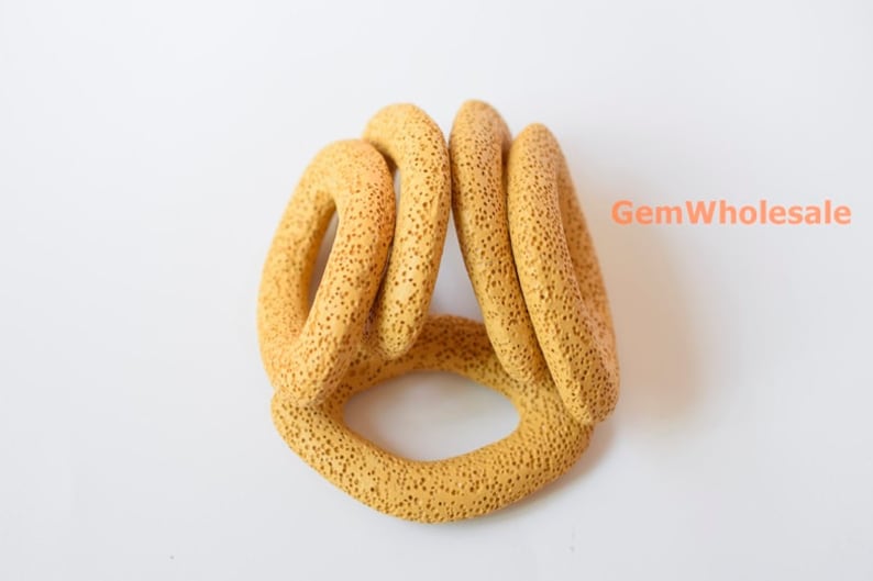Yellow color lava donut pendant eye shape lava donut big lava pendant for necklace 5PCS 58x40mm yellow lava oval circle pendant