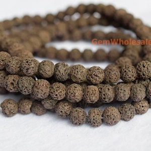 15.25&quot; Brown lava round beads 6mm/8mm/10mm/12mm, Coffe color lava beads matte finish, semi-precious stone