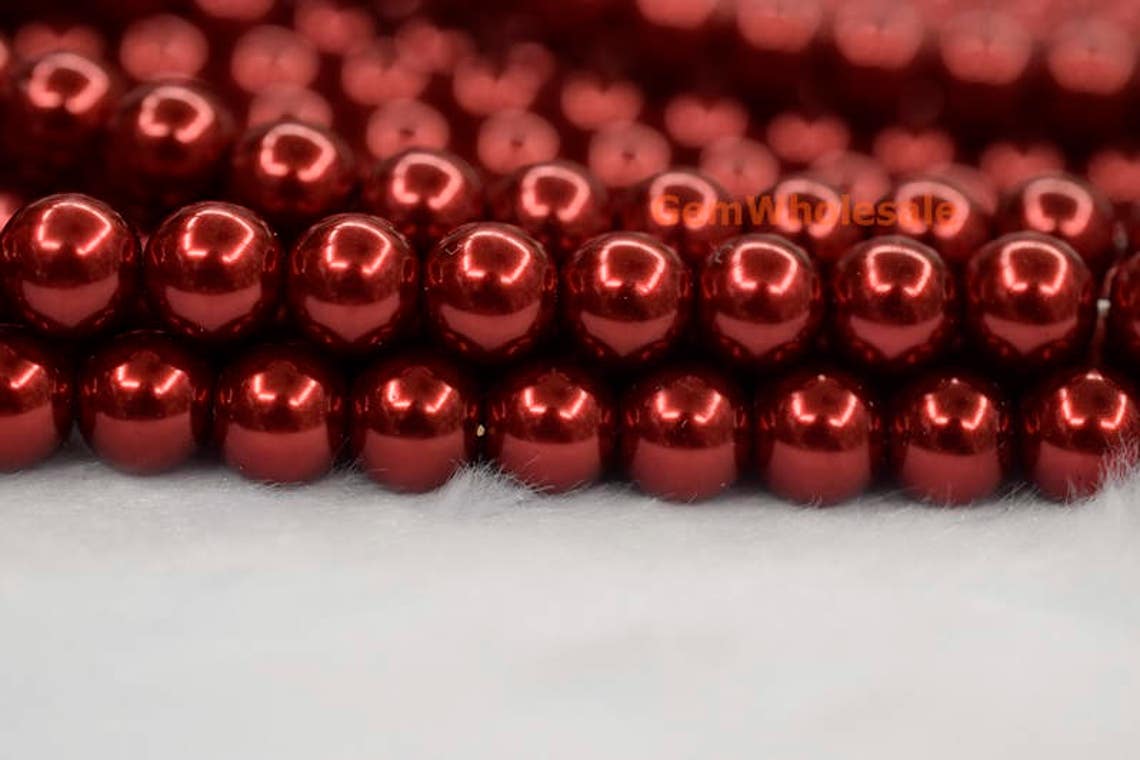15.5 Dark Red Color Glass Round Beads 6mm/8mm/10mm/12mm Etsy