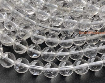 15" 6mm Natural rock crystal round beads, gemstone wholesale, real clear quartz beads