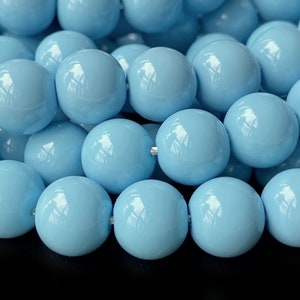 15.5&quot; Glass druk round beads angelite light blue 6mm/8mm/10mm, cheap DIY beads, light angelite blue color jewelry beads, YQ