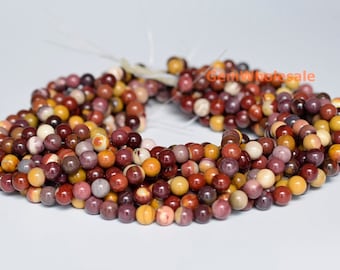 Perline di diaspro mookaite naturale, perline di diaspro con pietra preziosa autentica, rotonde, da 4, 6, 8, 10, 12 mm, per realizzare gioielli. - Italia