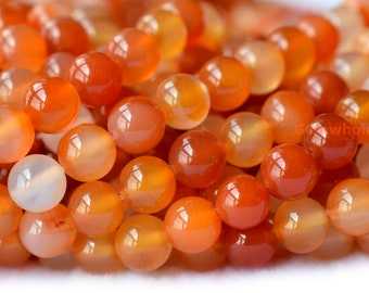 15" 8mm/10mm natural Carnelian round beads, Red orange gemstone, semi-precious stone