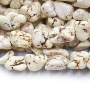 15.5&quot; white howlite nugget ~8~12x12~18mm, High quality white color DIY nugget beads, Ivory color Gemstone nugget,