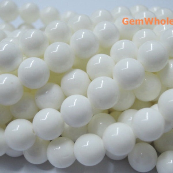 15,5 po. 8 mm/10 mm/12 mm Perles rondes en coquillages blancs naturels, perles en coquillages de couleur blanche naturelle, perles à monter soi-même, fournitures de bijoux