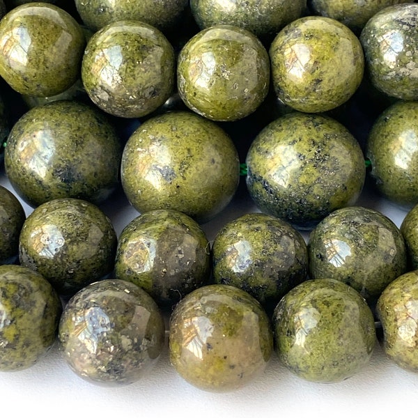 15.5" natural Green Chalcopyrite 6mm/8mm/10mm/12mm round beads, High quality green color stone beads for jewelry making