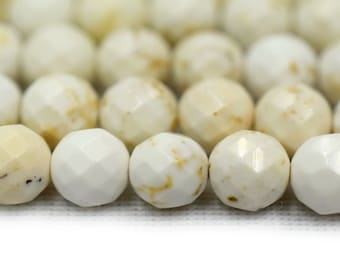 20 Perles Magnésite 3mm - Blanc Crème/ivoire - Pour Création Bijoux - Neuf