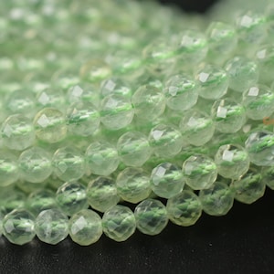 15.5&quot; 4mm AAA natural Prehnite round faceted beads, sharp cutting, semi-precious stone, shinning cutting beads YGLO