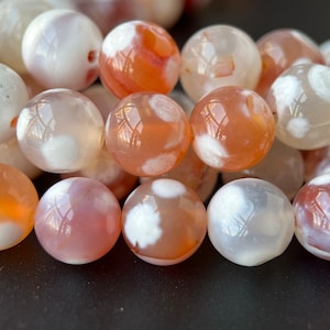 15&quot; 10mm red white Dream Fire agate round beads, with special stripe texture WGLO