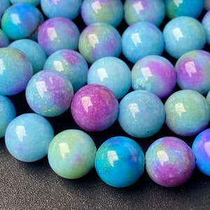 15.25&quot; 8mm Dyed Rainbow color Mashan jade round beads, Purple green red blue color gemstone jewelry beads, semi-precious stone XGTO
