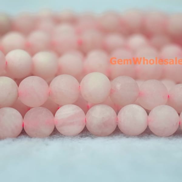 15.5" 8mm/10mm Matte Rose quartz round beads, pink gemstone, semi-precious stone, frosted rose quartz