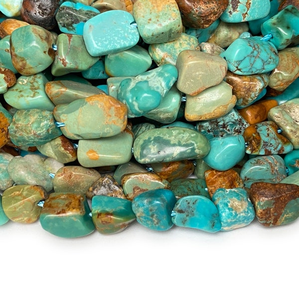 16" 5~8mm Natural multi green blue color turquoise nugget beads, genuine turquoise nugget beads ZGXO