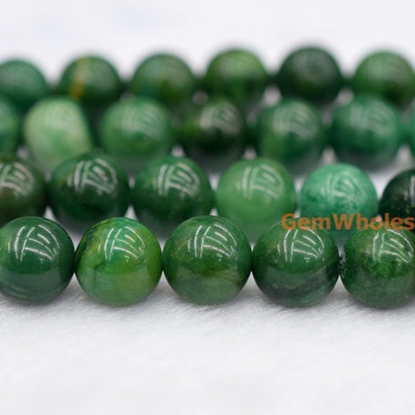 15.5" Natural African green jasper 6mm/8mm/10mm/12mm round beads, High quality green color stone beads, African green stone rund beads