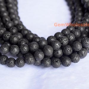 15.5 12mm/14mm Black lava round beads, waxed Black lava beads, semi-precious stone,black jewelry DIY beads, gemstone supply JsY image 3