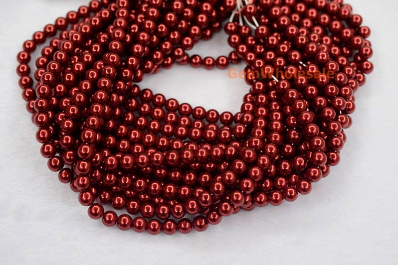 15.5 Dark Red Color Glass Round Beads 6mm/8mm/10mm/12mm Etsy