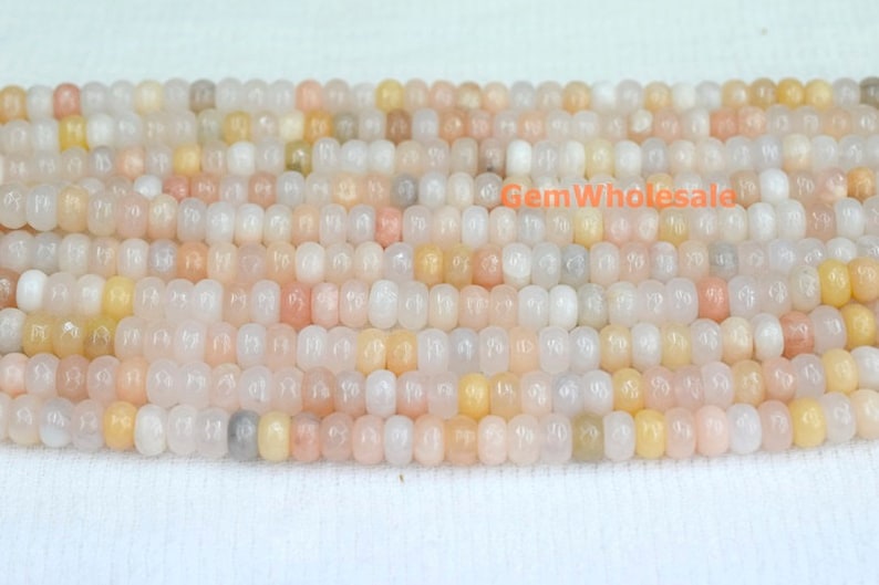 15.5\u201c 4x6mm6x10mm light pink aventurine roundel faceted beads semi-precious stone natural light yellow color rondelle beads QGCO