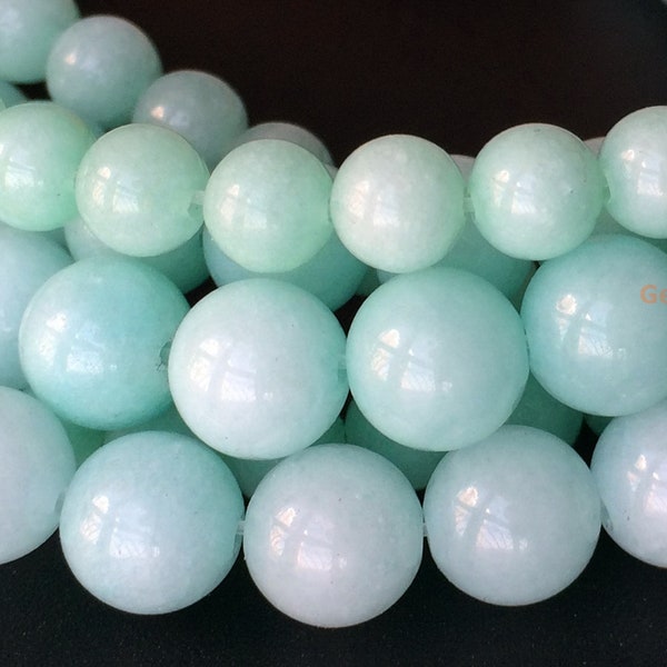 15" Light blue Malaysian jade  6mm/8mm/10mm/12mm round beads, blue color dyed jade, blue gemstone, semi-precious stone, amazonite color jade