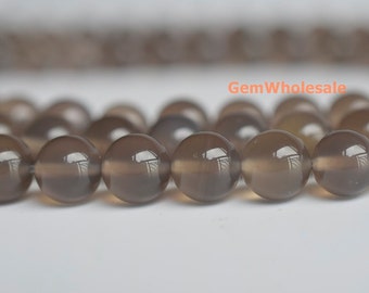 15" Grey agate 6mm/8mm round beads, semi-precious stone, grey gemstone beads