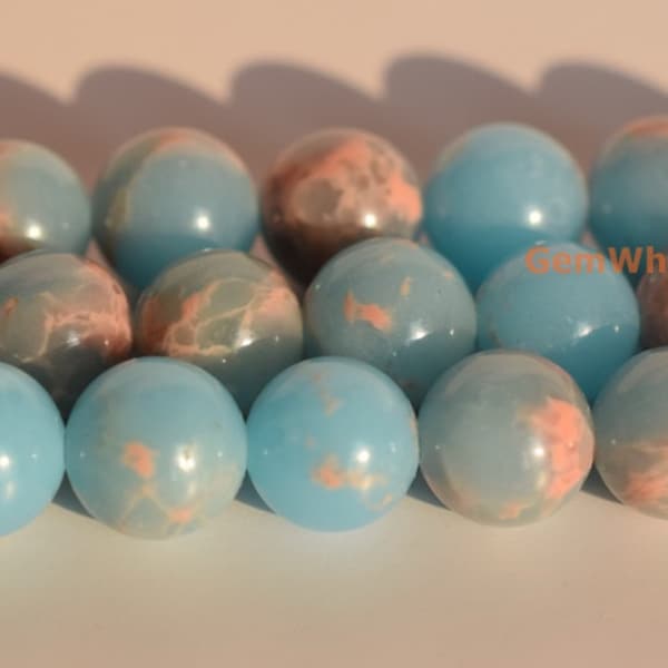 15.5" Light Blue emperor jasper round beads 6mm/8mm/10mm, blue sea sediment round beads, semi precious stone,Aqua Terra Jasper XYB02