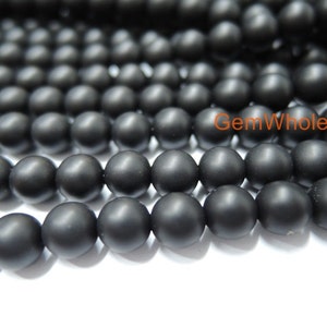 15.5&quot; 8mm/10mm Matte black onyx round beads, frosted Black onyx, matte black agate, frosted black agate, Matte black DIY beads,