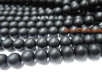 15.5&quot; 8mm/10mm Matte black onyx round beads, frosted Black onyx, matte black agate, frosted black agate, Matte black DIY beads,