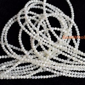 15.5&quot; Natural white MOP round beads 3mm/4mm, natural white mother of pearl,white color DIY beads, jewelry supply, white small beads