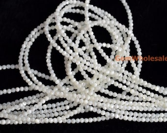 15.5" Natural white MOP round beads 3mm/4mm, natural white mother of pearl,white color DIY beads, jewelry supply, white small beads