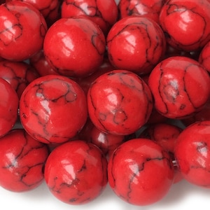 15.5&quot;  8mm/10mm/12mm Red Magnesite round Beads, Red Gemstone Beads ,red DIY stone stone beads, Imitation dyed red turquoise