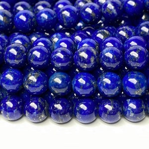 Cuentas redondas de lapislázuli natural AA de 15,5" y 6 mm, cuentas de piedras preciosas de bricolaje azules genuinas de alta calidad, mayorista
